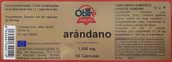 Mėlynių 1000 mg. 60 kapsulių | Obire